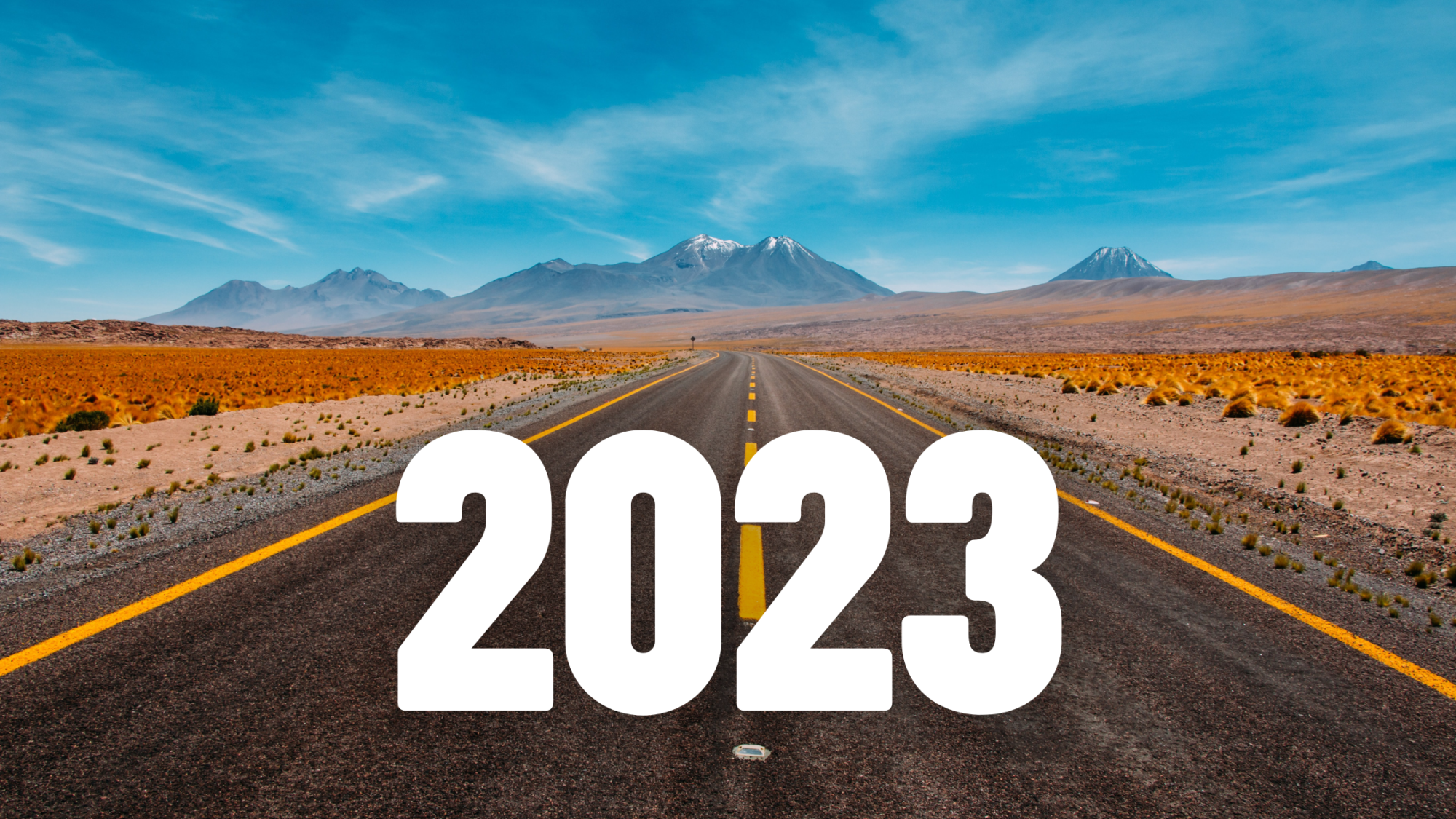 open blue sky with road to your goals for 2023